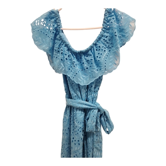 NWT Lilly Pulitzer Geri Off the Shoulder Seabreeze Blue Dress SZ M - Picture 15 of 16